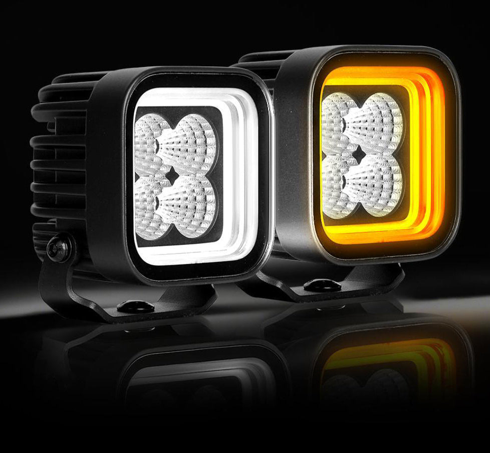 Feu de travail LED Lumidrive Halox 4 avec position orange et blanc