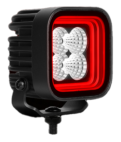 Feu de travail LED Lumidrive Halox 4 avec position orange et rouge