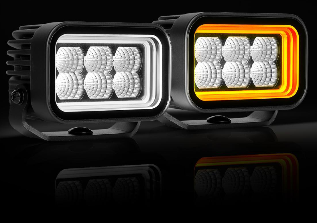 Feu de travail LED Lumidrive Halox 6 avec position orange et blanc