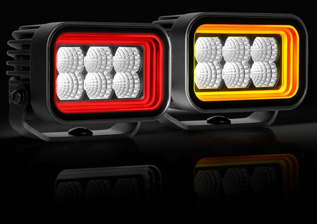 Feu de travail LED Lumidrive Halox 6 avec position orange et rouge