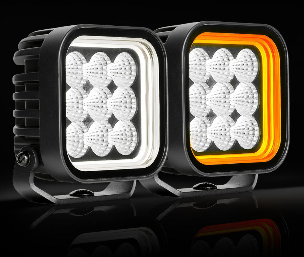 Feu de travail LED Lumidrive Halox 9 avec position orange et blanc