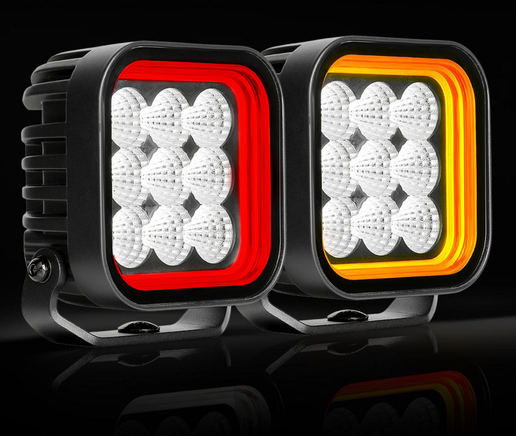 Feu de travail LED Lumidrive Halox 9 avec position orange et rouge