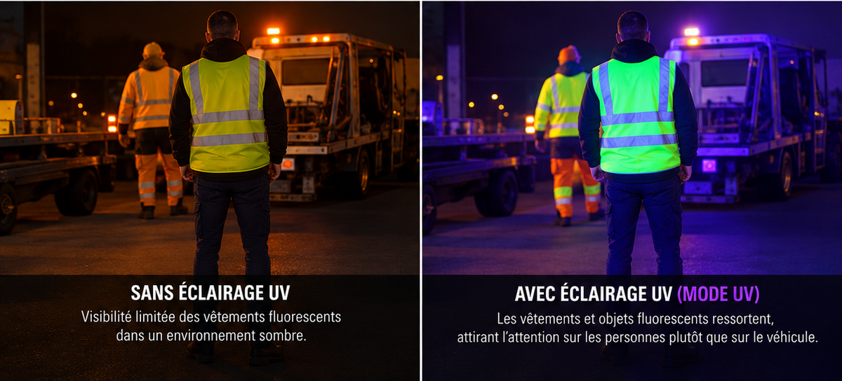 Présentation des modes orange, bleu et UV du Lumiflash LH17 Afbeelding