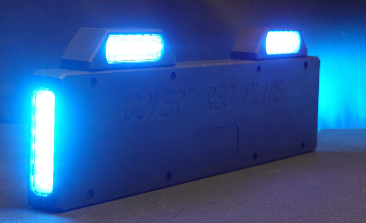 Support de plaque Lumiflash avec 4 feux LED flash bleu