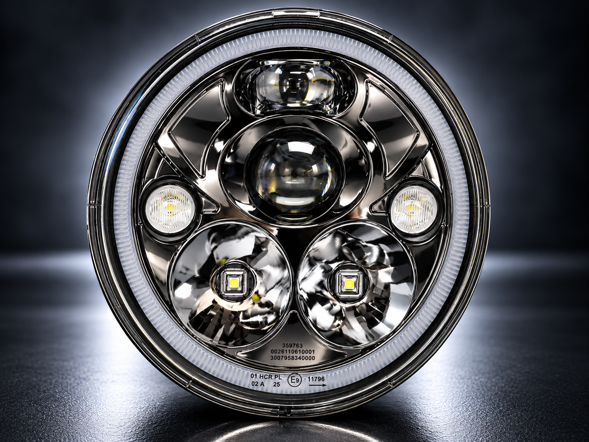 Paire de phares LED Vision X Vortex chrome noir pour Jeep JK