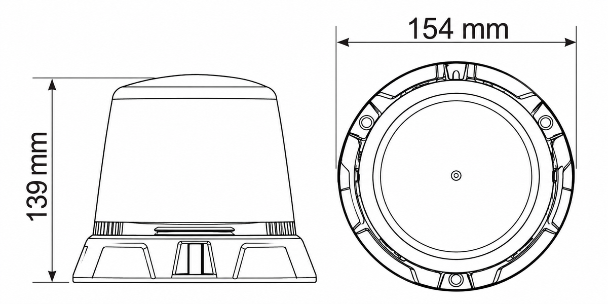 Dimensions du gyrophare Vision X Optitech